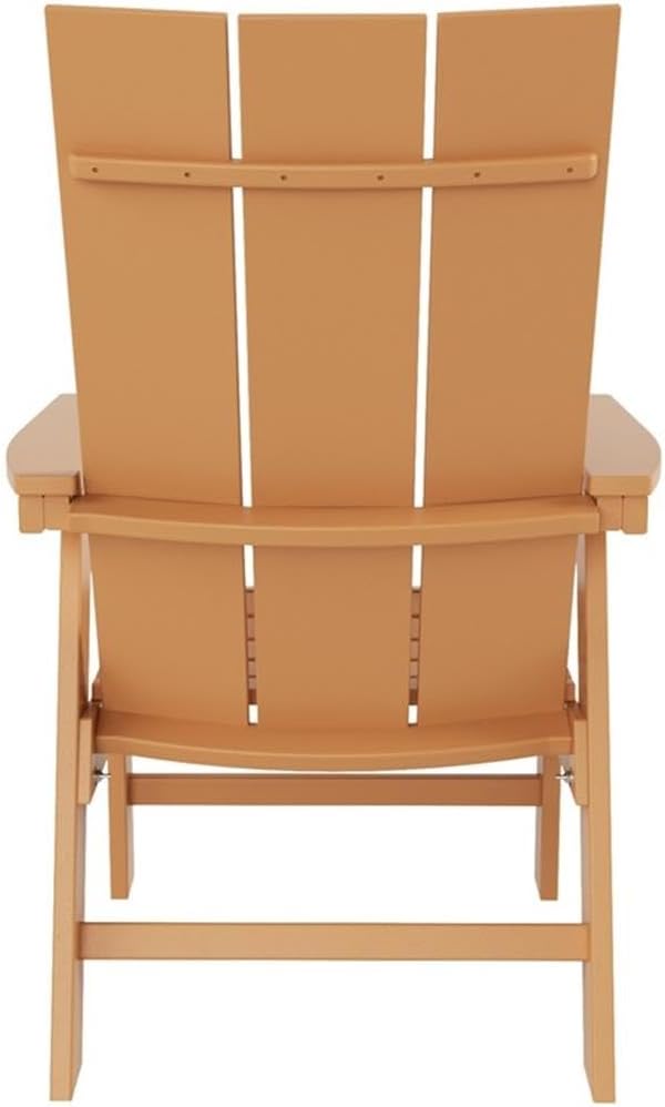 Costaelm Patio hdpe Adirondack Chair, Outdoor Balcony Pool Chair, Modern Front Porch Fire Pit Backyard Chair, Garden Resin Lounge Chair for Outside, Teak