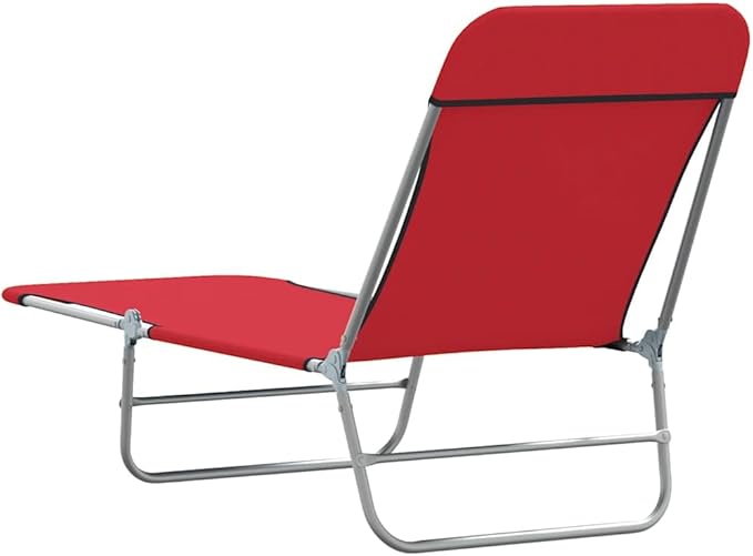 Red Folding Sun Lounger Set, 2-Pack, 71.7"x22"x9.6", Steel Frame, UV Fabric, for Garden Pool Camping