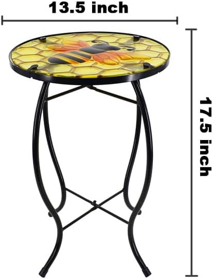 Outdoor Side Table Wasp Round Small Patio Accent Table Indoor End Table for Yard, Garden, Living Room - Photo 3