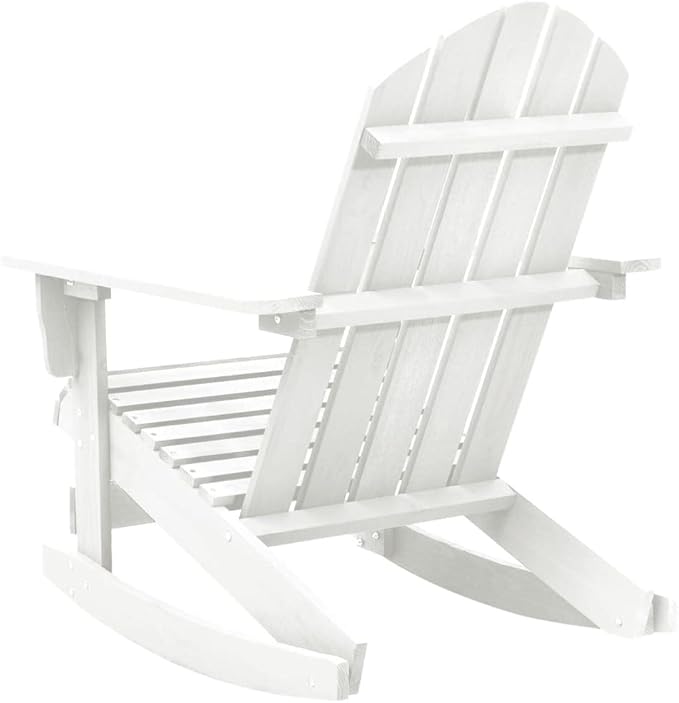 Patio Rocking Chair,Tanning Chairs for Outside,Pool Lounge Chairs,Garden Chair,Porch Chairs,Outdoor Rocking Chair,Camping Chair,for Porch, Patio, Lawn, Garden, Backyard, Deck, Wood White