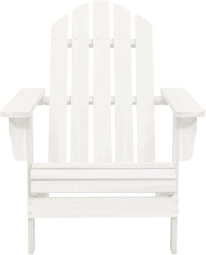 White Solid Fir Wood Adirondack Chair with Ottoman and Table Set for Patio Garden Outdoor Relaxation Comfortable Seating Furniture