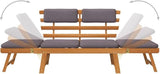 2-in-1 Patio Daybed with Cushion, Park Wooden Bench, Garden Bench, Balcony Bench, Outdoor Furniture, Picnic Bench - Photo 7