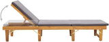 Folding Acacia Wood Sun Lounger 24 x 78.7 x 33.9 in Grey Reclining Outdoor Chaise for Patio Poolside Backyard Balcony - Photo 3