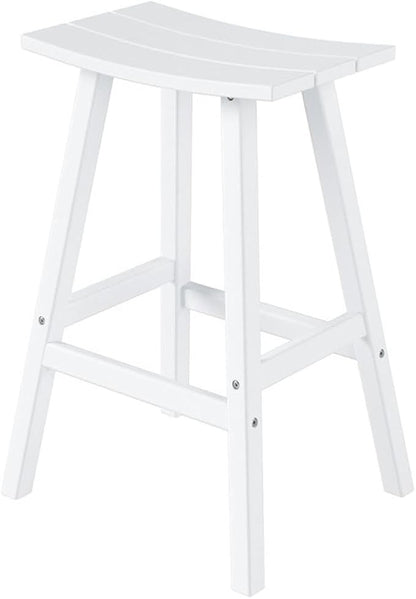 Costaelm All-Weather Outdoor Bar Stools, 29" Height Patio Stools & Bar Chairs, Adirondack Poly Patio Bar Stool for Patio, Deck, Kitchen Counter and Garden, White