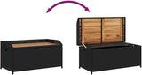 Outdoor Storage Bench with Acacia Wood Top and Synthetic Rattan - Photo 9