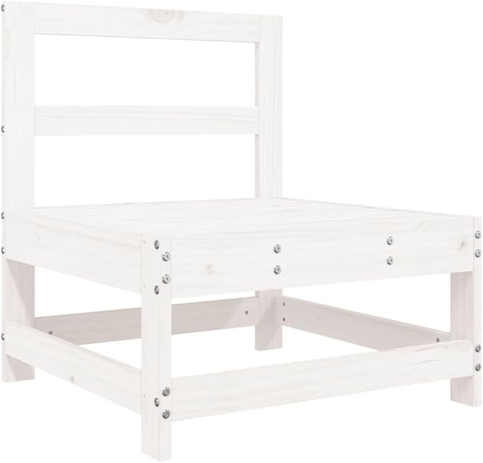 Outdoor Sectional Sofa White Solid Pine Wood 24.4x24.4x27.8 in Modular Patio Couch for Garden Terrace Balcony