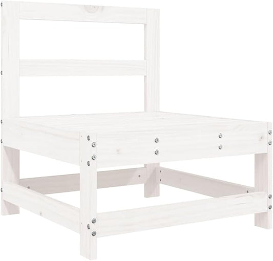 Outdoor Sectional Sofa White Solid Pine Wood 24.4x24.4x27.8 in Modular Patio Couch for Garden Terrace Balcony