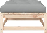 Grey Solid Pine Wood Patio Footstool with Waterproof Cushion - Photo 7
