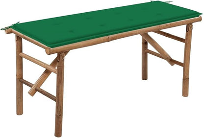 Garden Bench Deck Bench Folding Patio Bench with Cushion 46.5" Bamboo
