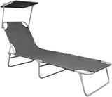 Folding Sun Lounger, Patio Chaise Lounge Chair, Outdoor Recliner Lounge Chair Sun Loungers - Photo 3