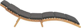 Brown Teak Outdoor Chaise Lounge 77.95x21.65x23.03 in Weather-Resistant Sunlounger with Thick Cushion for Poolside - Photo 5