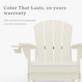 Folding Adirondack Chairs with Cup Holders, Set of 4 HDPE Plastic Outdoor Chairs, Weather Resistant, Real Wood Look - Photo 4