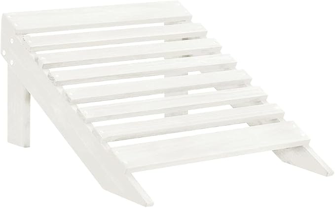 White Fir Wood 2-Seater Ergonomic Adirondack Chair with Ottoman for Outdoor Patio Garden - Photo 7