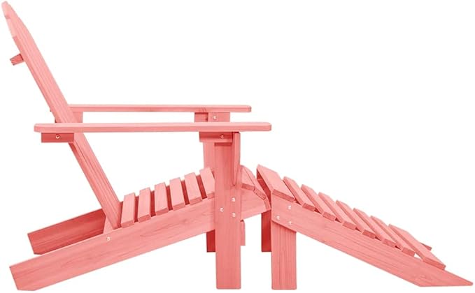 Pink Adirondack Chair with Ottoman Solid Fir Wood Outdoor Lounge Chair for Patio Garden Balcony Classic Relaxation Comfort