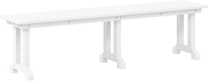 Costaelm Outdoor Benches Weatherproof, Park Long Bench Poly Lumber Backless for Entryway Front Porch Garden Bench Seat for Patio, White
