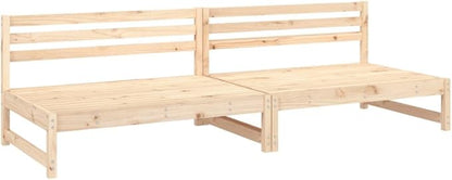 Garden Middle Sofa Natural Solid Pine Wood 48.0 x 33.1 x 27.6 in Outdoor Modular Patio Furniture for Two Adults Durable Rustic Finish
