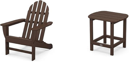 Polywood Classic Adirondack Chair, Mahogany and South Beach 18" Side Table 2-Piece Outdoor Furniture Set