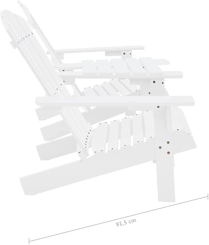 White Solid Fir Wood Ergonomic Garden Chair, Comfortable Outdoor Patio Furniture for Relaxing - Photo 7