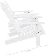 White Solid Fir Wood Ergonomic Garden Chair, Classic Adirondack Design for Patio Balcony Outdoor Relaxation - Photo 7