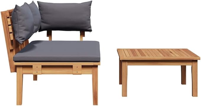 2-Piece Brown Solid Teak Wood Garden Bench Set with Post Leg Design for Patio and Terrace, Durable Outdoor Furniture with Modern Simplicity and Rustic Farmhouse Style,