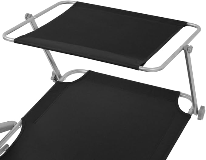 Folding Sun Lounger Chair with Canopy, Adjustable Reclining Backrest - Photo 5