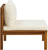27.2" Patio Sectional Middle Unit, Acacia Wood, Cream Cushions, UV Fabric, Zip Covers, Deck/Balcony - Photo 5
