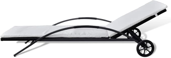 Sun Lounger with Cushion & Wheels - Photo 4