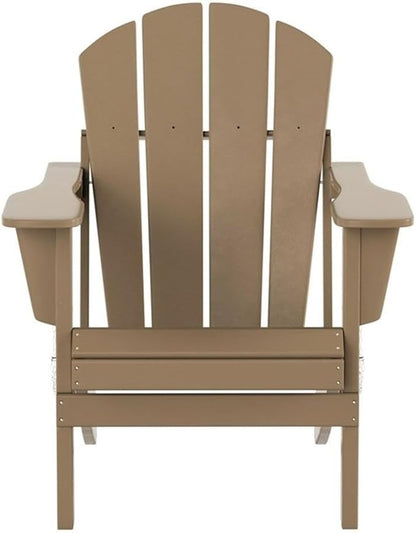Costaelm Outdoor Folding Chair, Outdoor Seating Folding Firepit Chairs, All Weather Poly Adirondack Chair for Deck Backyard Garden Lawn Pool Patio, Weathered Wood