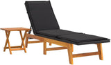 Sun Lounger Black and Brown PE Rattan, Solid Acacia Wood - Photo 2