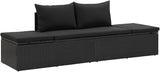 Adjustable Sun Lounger with Cushions, Black Poly Rattan Outdoor Chaise Lounge for Patio Garden Poolside - Photo 2