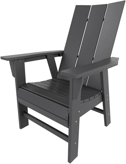 Costaelm Outdoor Adirondack Chair, HDPE Patio Balcony Chairs, Portside Seashell Nautical Curveback Adirondack Chair and Fire Pit Chairs, Gray