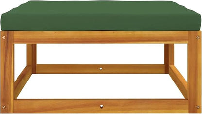 Garden Lounge Set, Green & Brown Solid Acacia Wood Outdoor Sectional Sofa Units with Removable Cushions, Patio Balcony Backyard Seating