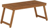 Brown Hardwood Folding Coffee Table, Outdoor Bistro Space, Compact, Durable, Stylish Patio Furniture, Versatile - Photo 1