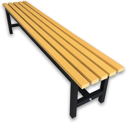 Generic Outdoor Metal Garden Bench with Backrest, Orange, for Patio, Deck, Yard, Lawn (yellow, L 200 x W 37 x H 45)