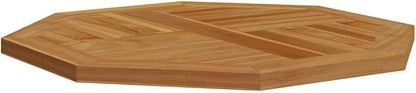 Octagonal Solid Teak Wood Table Top 27.6 x 27.6 Inch, Weather-Resistant Outdoor Dining Table Replacement Surface with Parasol Hole