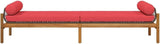 Brown and Red PE Rattan Patio Bench with Removable Cushion Covers - Photo 5