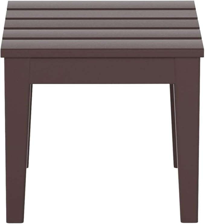 Costaelm Small Outdoor Side Table, Patio End Table Weather Resistant Outdoor Coffee Table, Square Conversation Table for Indoor, Porch, Balcony, Garden, Poolside, Deck, Dark Brown