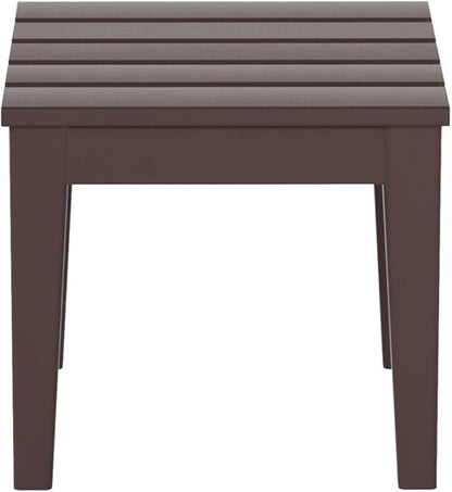Costaelm Small Outdoor Side Table, Patio End Table Weather Resistant Outdoor Coffee Table, Square Conversation Table for Indoor, Porch, Balcony, Garden, Poolside, Deck, Dark Brown