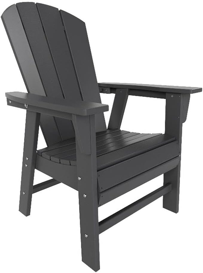 Costaelm Outdoor Fire Pit Chair, Patio hdpe Balcony Pool Adirondack Chair, Modern Front Porch Backyard Chair, Garden Resin Lounge Chair for Outside, Gray