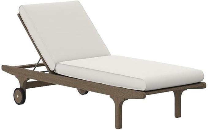 Modway Saratoga Teak Outdoor Chaise Lounge Chair in Weathered Gray White – Adjustable Wood Pool Lounge Chair with - Photo 1