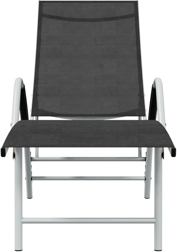 Adjustable Outdoor Chaise Lounge Chair Black Powder-Coated Aluminum Textilene Reclining Sun Lounger 23.8x76x37.8 in - Photo 4