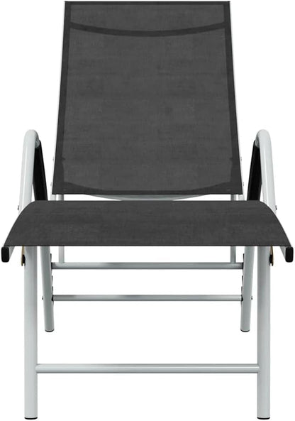 Adjustable Sun Lounger, Folding Outdoor Chaise Lounge for Patio, Garden, and Poolside, Lightweight Aluminum Frame with Breathable Textilene Fabric, Black