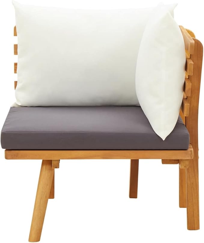 Garden Corner Sofa Natural Dark Gray White Solid Acacia Wood Outdoor Seating with Weather-Resistant Cushions for Patio - Photo 5