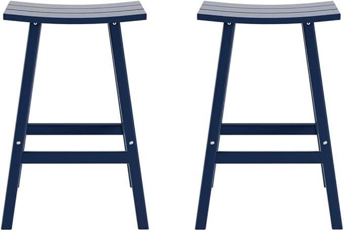 Costaelm All-Weather Bar Stools Set of 2, 29" Height Outdoor Bar Stools, Adirondack Poly Patio Bar Stool for Patio, Deck, Kitchen Counter and Garden,