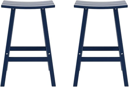 Costaelm All-Weather Bar Stools Set of 2, 29" Height Outdoor Bar Stools, Adirondack Poly Patio Bar Stool for Patio, Deck, Kitchen Counter and Garden,