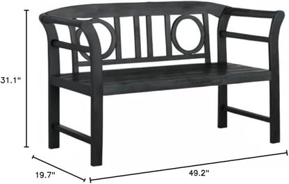 Safavieh PAT6743K Outdoor Collection Moorpark Grey 2 Seat Bench, Dark Slate Gray