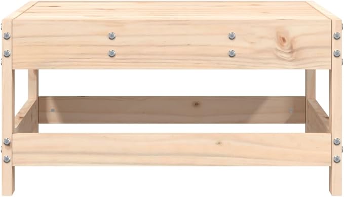 Rustic Pine Outdoor Footstool 24.4x24.4x12.6 in Solid Wood Garden Seat Patio Coffee Table for Balcony Terrace Camping - Photo 3