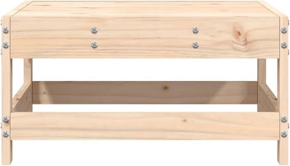 Solid Pine Wood Outdoor Garden Footstool, Rustic Square Patio Ottoman with 242.5 lbs Capacity, Modular Coffee Table for Balcony Terrace Deck Lounge Decor