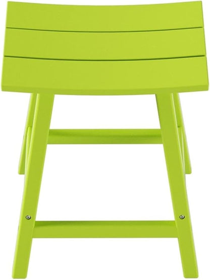 Costaelm All-Weather Bar Stools Set of 2, 24" Height Outdoor Bar Stools, Adirondack Poly Patio Bar Stool for Patio, Deck, Kitchen Counter and Garden, Lime
