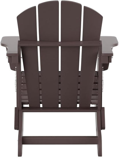 Costaelm Outdoor Folding Chair, Outdoor Seating Folding Firepit Chairs, All Weather Poly Adirondack Chair for Deck Backyard Garden Lawn Pool Patio, Dark Brown